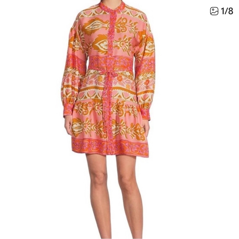 Alex Marie Pink and Orange Long Sleeve Dress